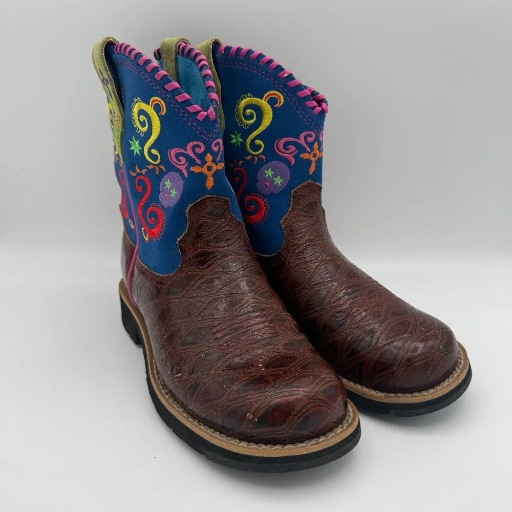 Kids‎ Ariat Showbaby Fiesta Sugar Skull Blue Western Cowboy Cowgirl Boot Size 4